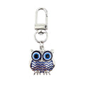 Gold and Silver Tone Blue Evil Eye Owl Clip Keychains view 5