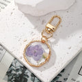 Gold Tone Pressed Flower Round and Ice Cream Clip Keychains view 6