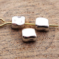 Antique Silver Hammered Irregular Square Spacer Bead view 2