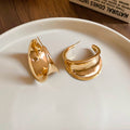 Sculptural C Hoop Stud Earrings in Gold Tone or Silver Tone view 6