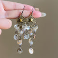 Antique Tone Shell Sequin Drop Earrings with Reflective Details view 6