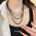 Layered Beaded Chain Statement Necklace with Distinctive Textured Details view 1
