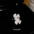 Silver Tone Crystal Three Petal Ear Clip Statement Fashion Jewelry view 2
