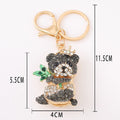 Rhinestone Crown Panda Keychain Metal Bamboo Bag Charm view 2