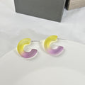 Frosted Gradient C Hoop Earrings Candy Resin Color Stud view 7