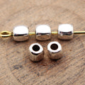 Polished Silver Tone Cube Spacer Bead With Small Hole view 2