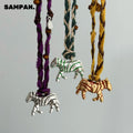 Braided Cord Zebra Pendant Necklaces in Two Colors view 2
