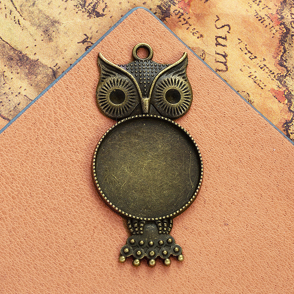 25mm Vintage Owl Cabochon Pendant Tray Base