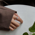 Silver-Tone Open Adjustable Pave CZ Circle Accent Ring view 3