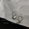 Silver Mini Huggie Hoop Smooth Heart Charm Drop Earrings view 3