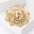 Textured Spiral Sunburst Brooch in Gold or Silver Tone view 3