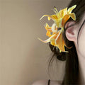 Oversized Lily Flower Hair Claw In Champagne Pink Purple Or Blue view 3