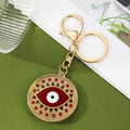 Evil Eye Enamel Keychain Gold Metal Rhinestone Disc Charm view 6