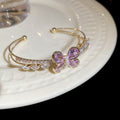 Butterfly Crystal Open Cuff Bracelet Dual Bar 3 Styles view 6