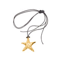 Textured Starfish Pendant on Long Black Cord Necklace view 5