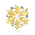 Textured Floral Brooch with Pearl Center in Gold and Silver view 5