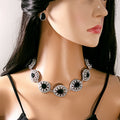 Silver Teardrop Crystal Necklace Earring Sets Four Colors view 2
