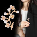 Gold Tone Peach Blossom Pearl Look Metal Brooch Pin view 3