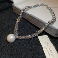 Beaded Necklace with Large Round Pendant in Three Colors view 7