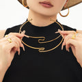 Gold S Shape Open Rod Choker Collar Necklace Piece view 1