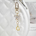 Gold Tone Initial Letter Bag Charm with Pastel Enamel Bow view 11