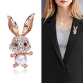 Crystal Rabbit Brooch With Pearl Belly in Gold or Silver Tone view 2