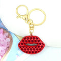 Red Rhinestone Lips Keychain Metal Kiss Pendant Bag Charm view 3