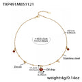 Gold Stainless Steel Enamel Ladybug Zircon Charm Necklace Bracelet view 6