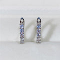 Five Stone Huggie Hoop Earrings Silver Tone Clear CZ view 4
