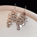 Layered Sequin Chandelier Earrings In Silver And Gold view 6