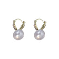 Heart Huggie Pearl Look Champagne and White Earrings view 5