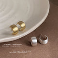 Brushed Matte Geometric Half Hoop Stud Earrings Silver Gold view 2