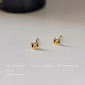 Mini Gold Cat Face Stud Earrings Black Enamel Eyes view 6
