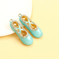 Crystal Ballet Slipper Enamel Charm in Blue or Pink view 3