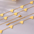 Multi Heart Station Necklace Gold Tone Titanium Steel Chain view 4