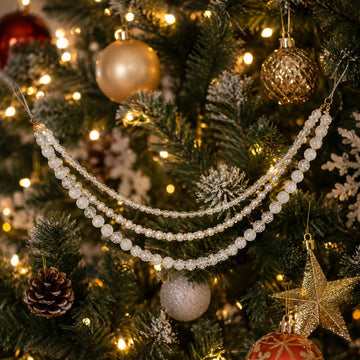 Clear Crackle Bead Pearl Christmas Tree Hanging Ornament