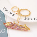 Rhinestone Cruise Ship Keychain Gold Metal Charm Four Colors view 2