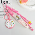 Woven Paracord Donut Charm Keychain with Carabiner Clip view 2
