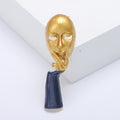 Abstract Face and Hand Brooch in Three Face Tones Lapel Pin view 6