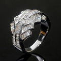 Geometric Baguette Zircon Wide Band Ring Gold White Tone view 2