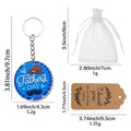 Blue Father Day Hat Mustache Wood Round Keychain Ring view 2