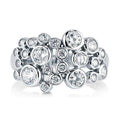 Oversized Round Bezel Cluster Statement Ring In Silver Tone view 3