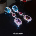Pastel Geometric Crystal Drop Earrings in Polished Statement Design view 2