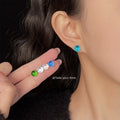 Silver Glass Crystal Ball Stud Earrings Five Colors view 2