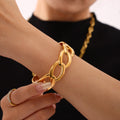 Interlocked Chain Link Bangle Bracelets Gold Steel Metal view 4