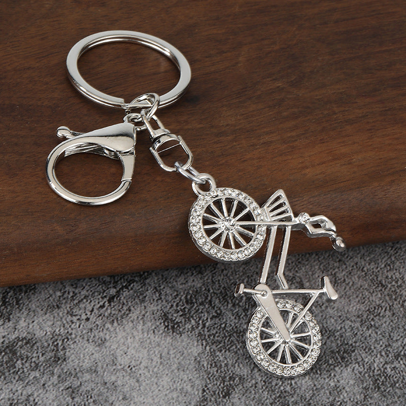 Bicycle Rhinestone Keychain Sport Bike Charm for Keys and Bags