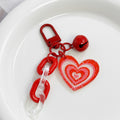 Glitter Heart Charm Keychain With Bell And Acrylic Chain view 7