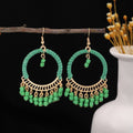 Pink Green White and Rainbow Bead Fringe Wrapped Hoops view 7