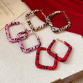 Leather Wrapped Diamond Hoop Earrings in Three Animal Prints view 4