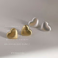 Brushed Matte Heart Stud Earrings Gold Silver Two Colors view 1